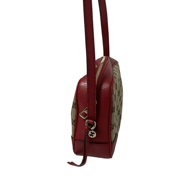 GUCCI Bree Beige Brown Red Jacquard Leather - Shoulder Bag 631-051525 - Picture 3 of 9